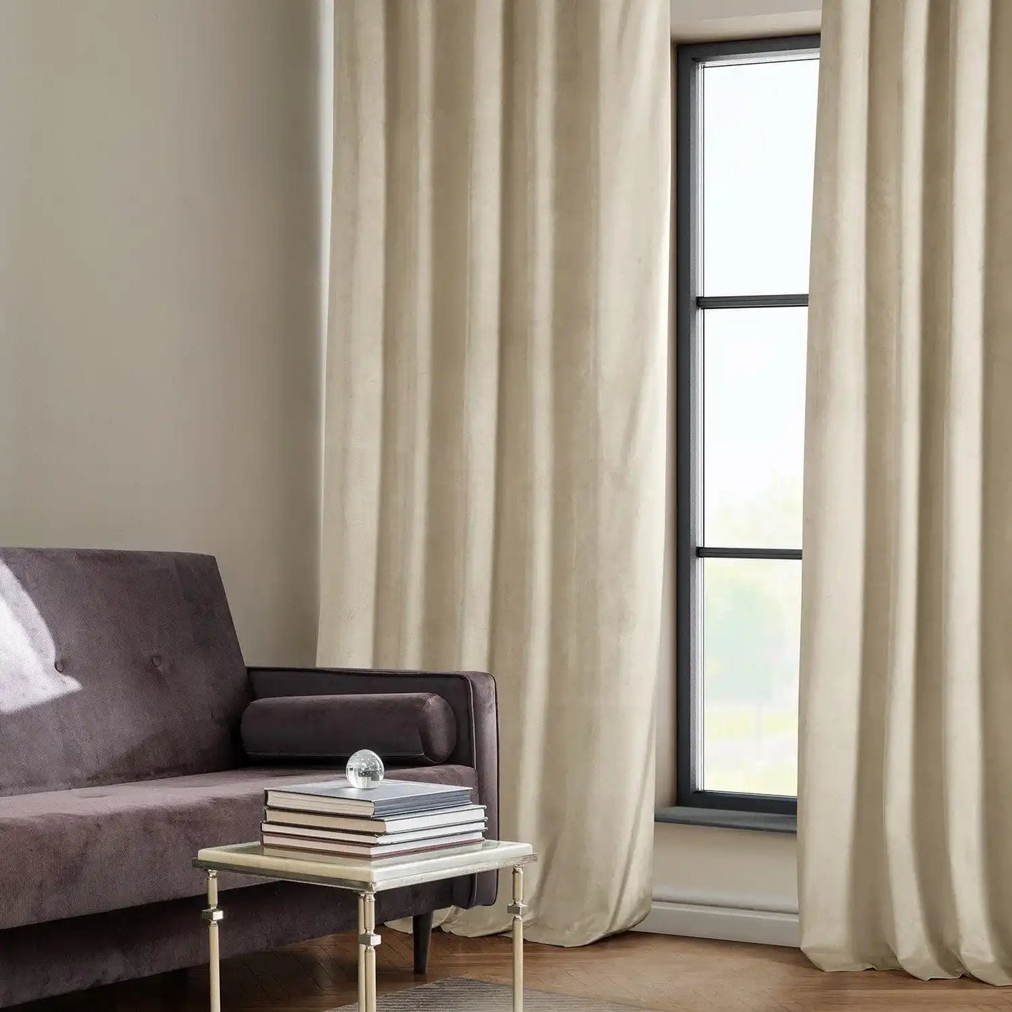 Angora Beige Signature Plush Velvet Hotel Blackout Curtain - HalfPriceDrapes.com
