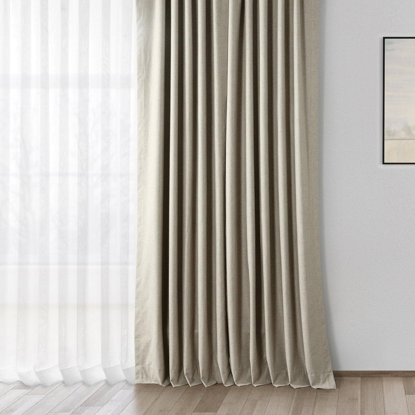 Light Tan Thermal Cross Linen Weave Blackout Curtain - HalfPriceDrapes.com