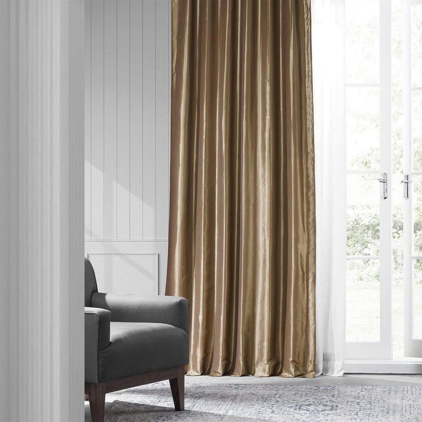 Gold Nugget Solid Faux Silk Taffeta Curtain - HalfPriceDrapes.com