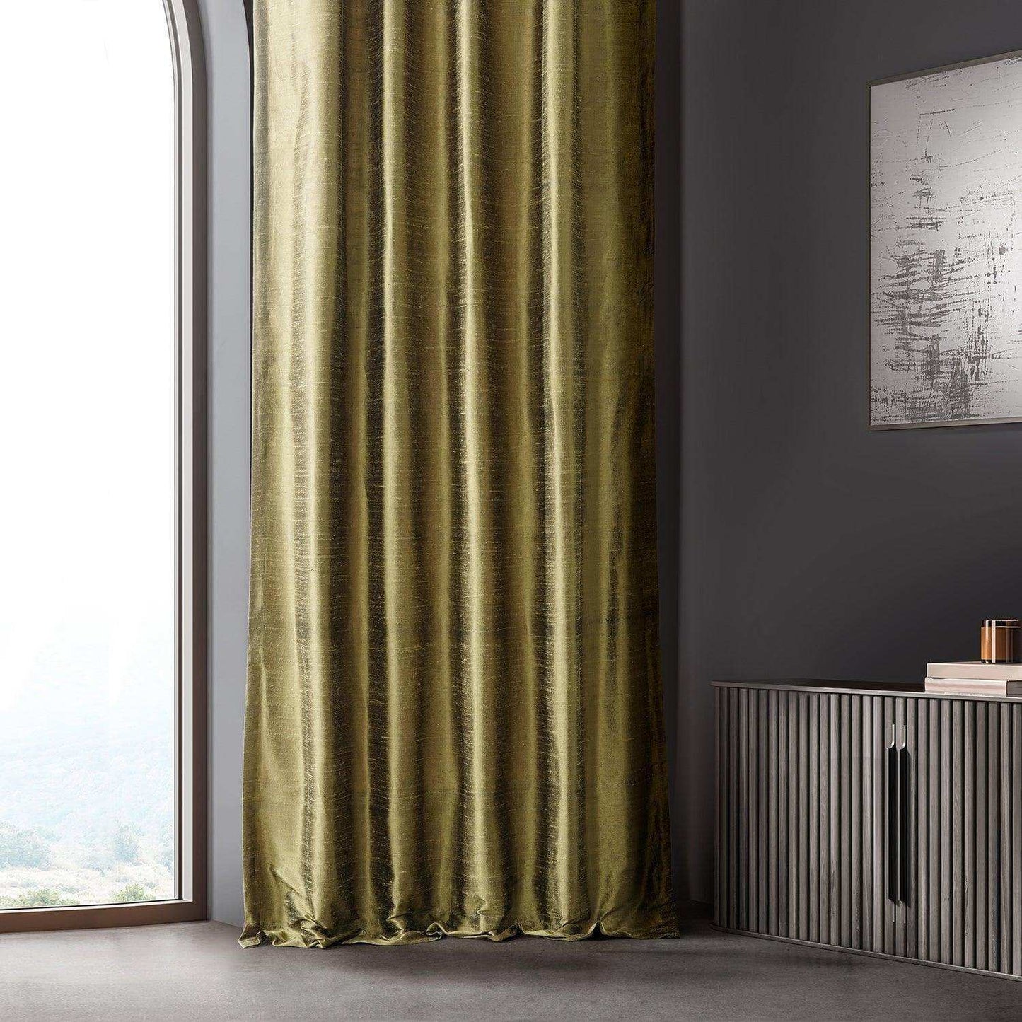 Sconce Gold Textured Dupioni Silk Curtain - HalfPriceDrapes.com
