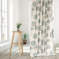 Allium Blue Grey Printed Cotton Custom Curtain - HalfPriceDrapes.com
