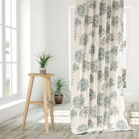 Allium Blue Grey Printed Cotton Custom Curtain - HalfPriceDrapes.com