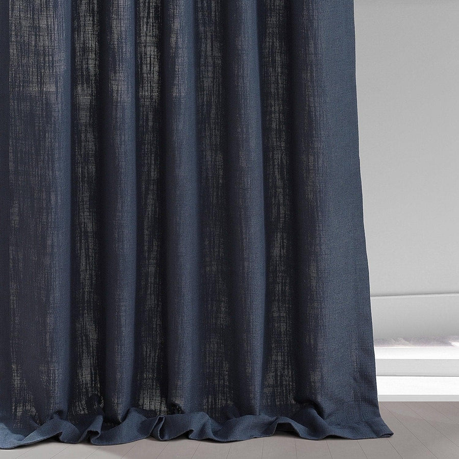 Ballpoint Blue Heavy Belga Faux Linen Curtain