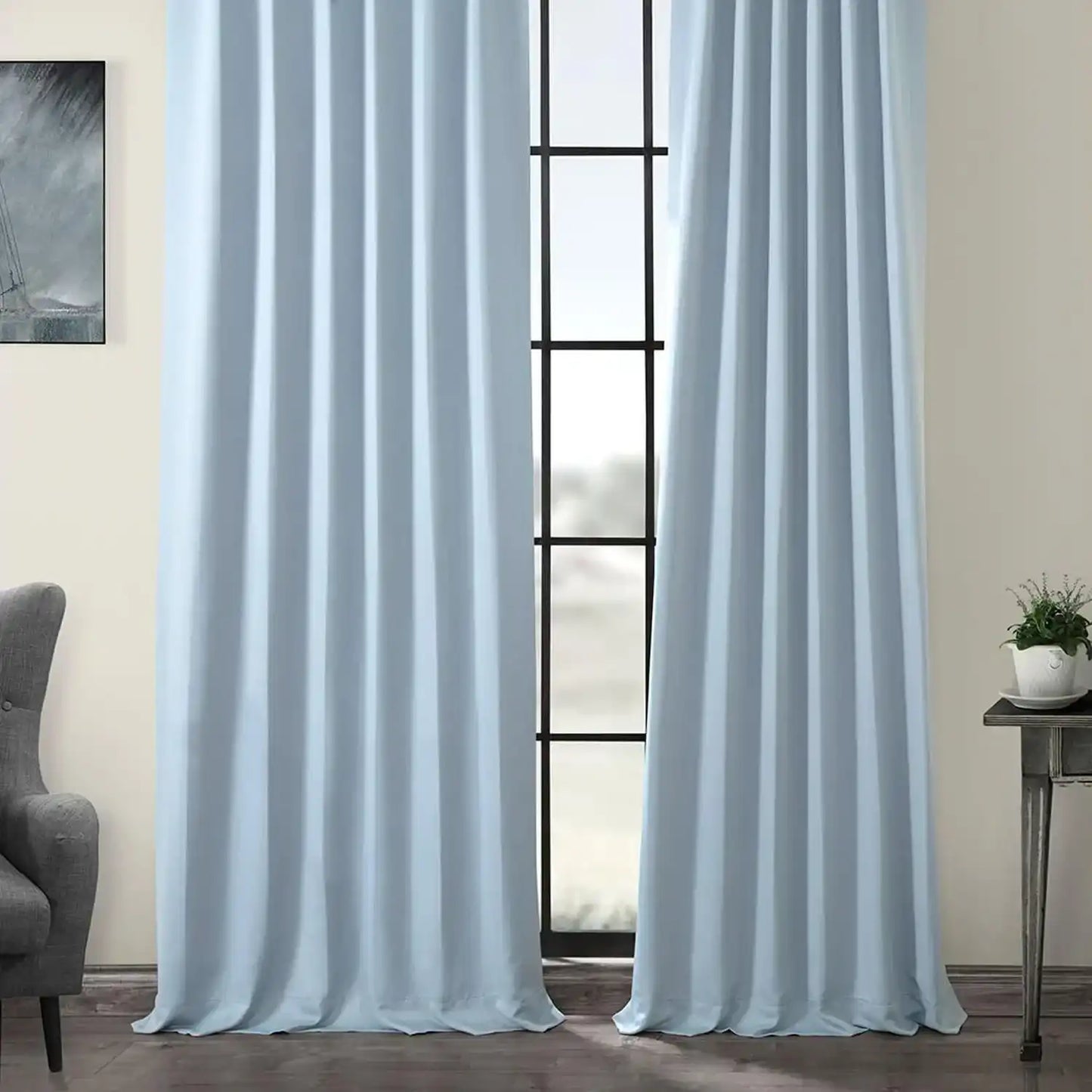 Frosted Blue Room Darkening Curtain - HalfPriceDrapes.com