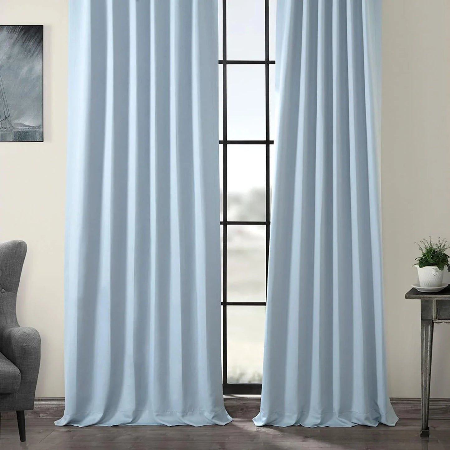 Frosted Blue Room Darkening Curtain - HalfPriceDrapes.com