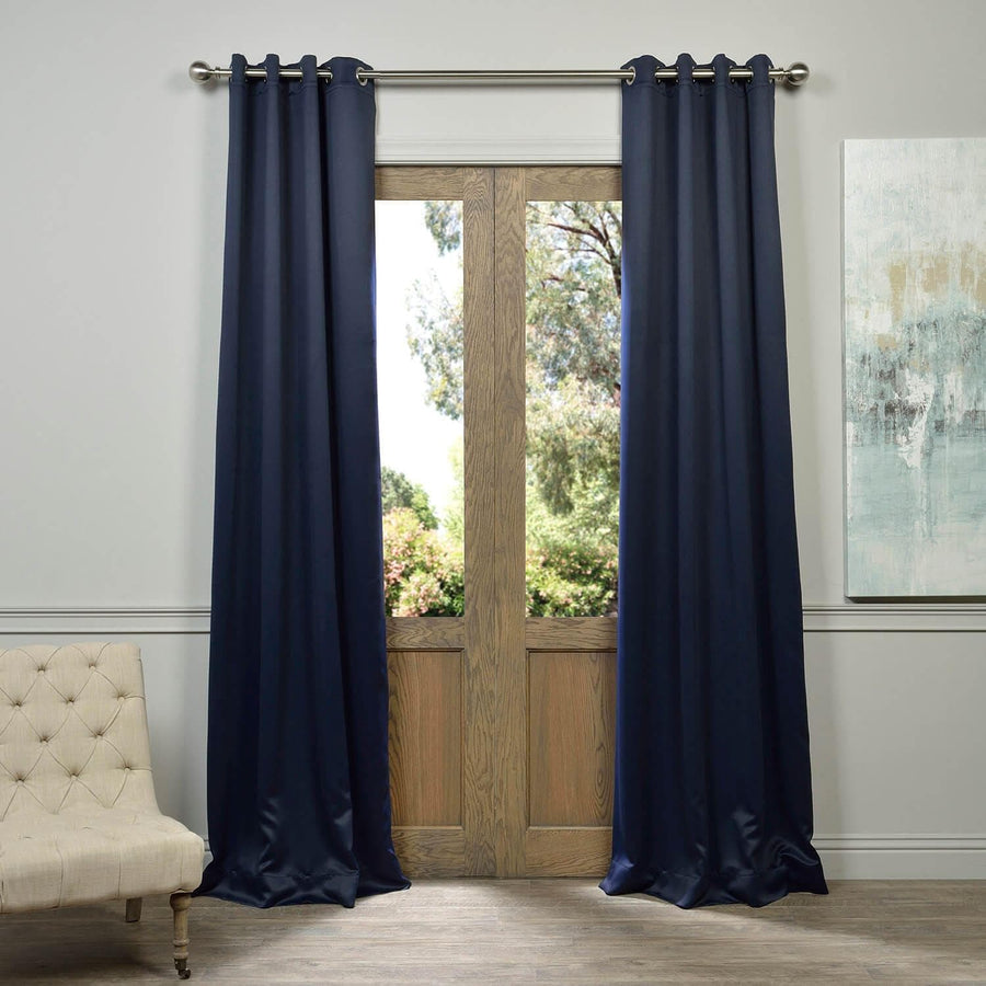 Navy Blue Grommet Room Darkening Curtain