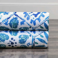 Rio Blue Printed Faux Linen Swatch
