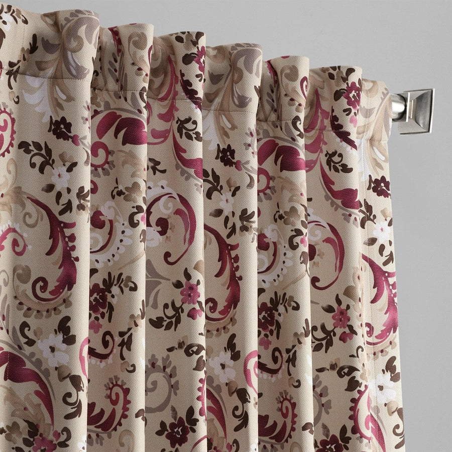 Sonoma Cabernet Printed Faux Linen Room Darkening Curtain
