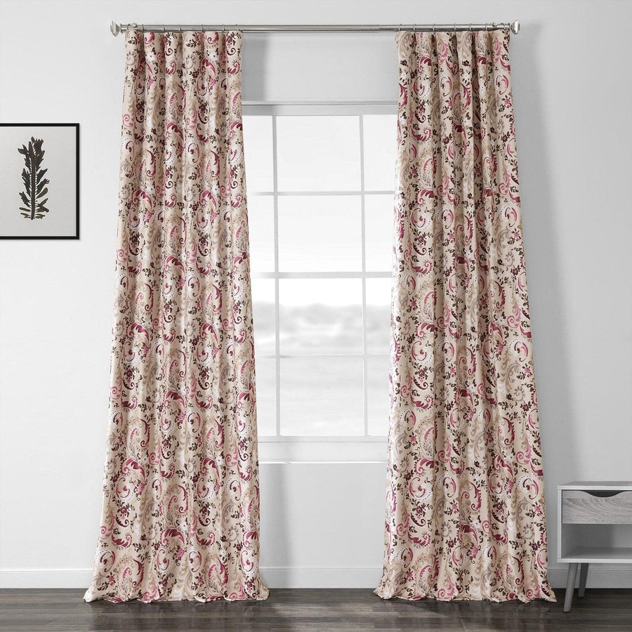 Sonoma Cabernet Printed Faux Linen Room Darkening Curtain
