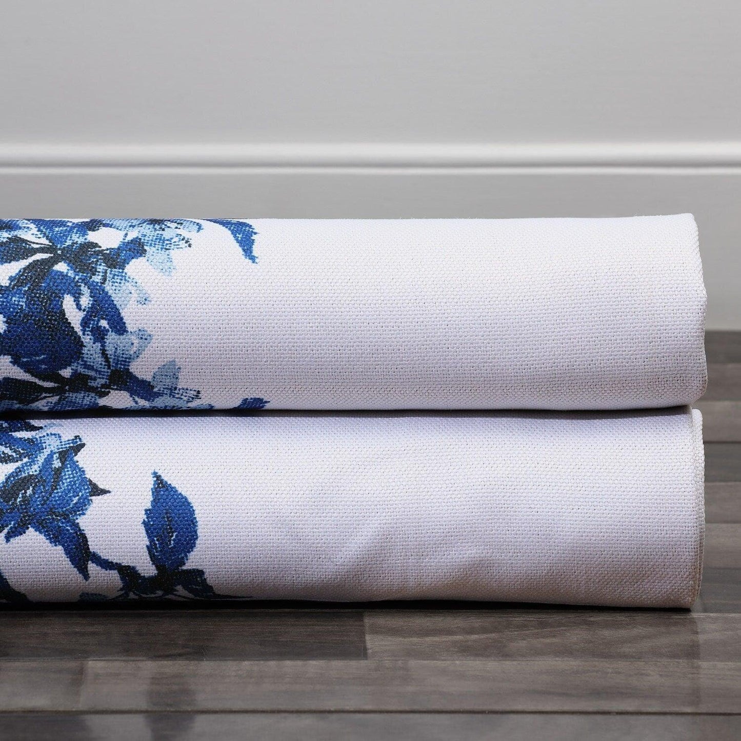 Sparrow Blue Printed Faux Linen Swatch