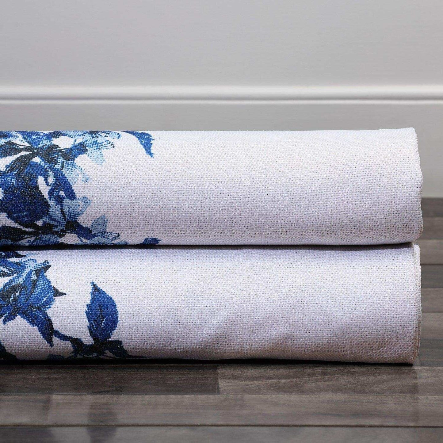 Sparrow Blue Printed Faux Linen Swatch