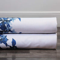 Sparrow Blue Printed Faux Linen Swatch