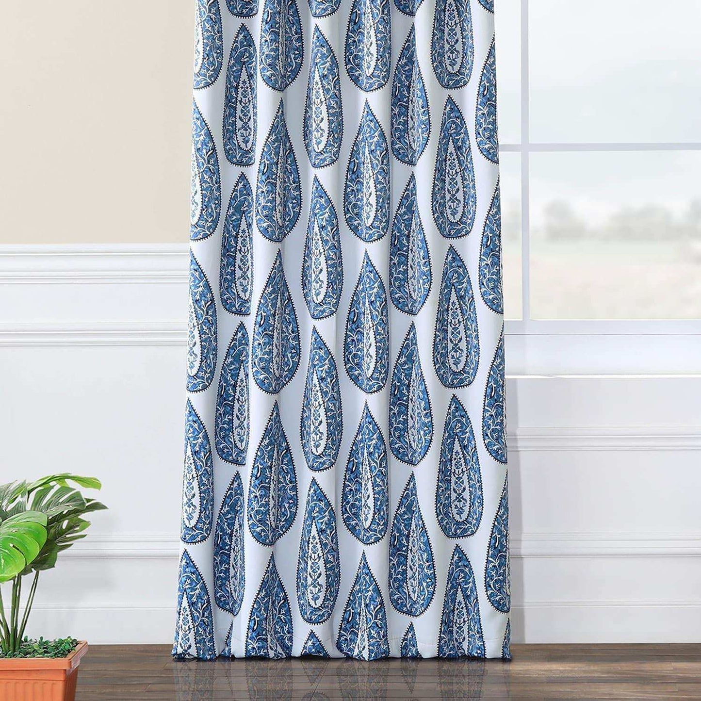 Medallion Blue Room Darkening Curtain