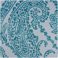 Tea Time Teal Printed Polyester Swatch - HalfPriceDrapes.com