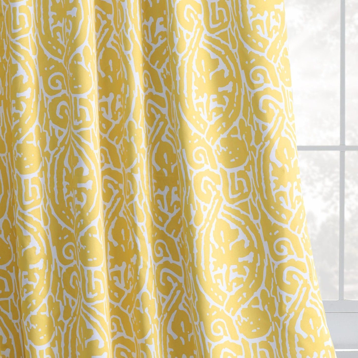 Abstract Misted Yellow Room Darkening Curtain