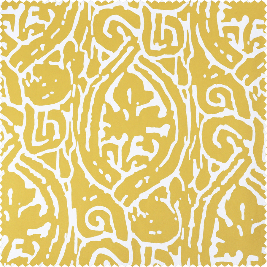Abstract Misted Yellow Printed Polyester Swatch - HalfPriceDrapes.com