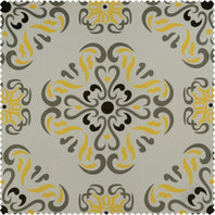 Soliel Yellow Grey Printed Polyester Swatch - HalfPriceDrapes.com