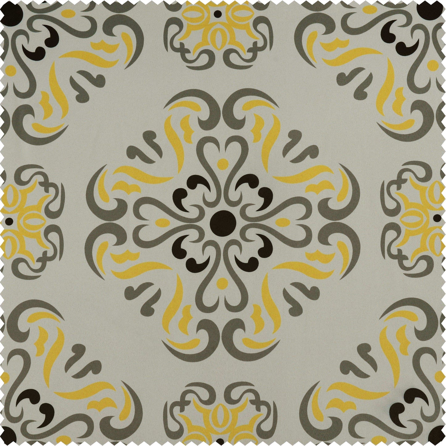 Soliel Yellow Grey Printed Polyester Swatch - HalfPriceDrapes.com