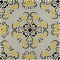 Soliel Yellow Grey Printed Polyester Swatch - HalfPriceDrapes.com