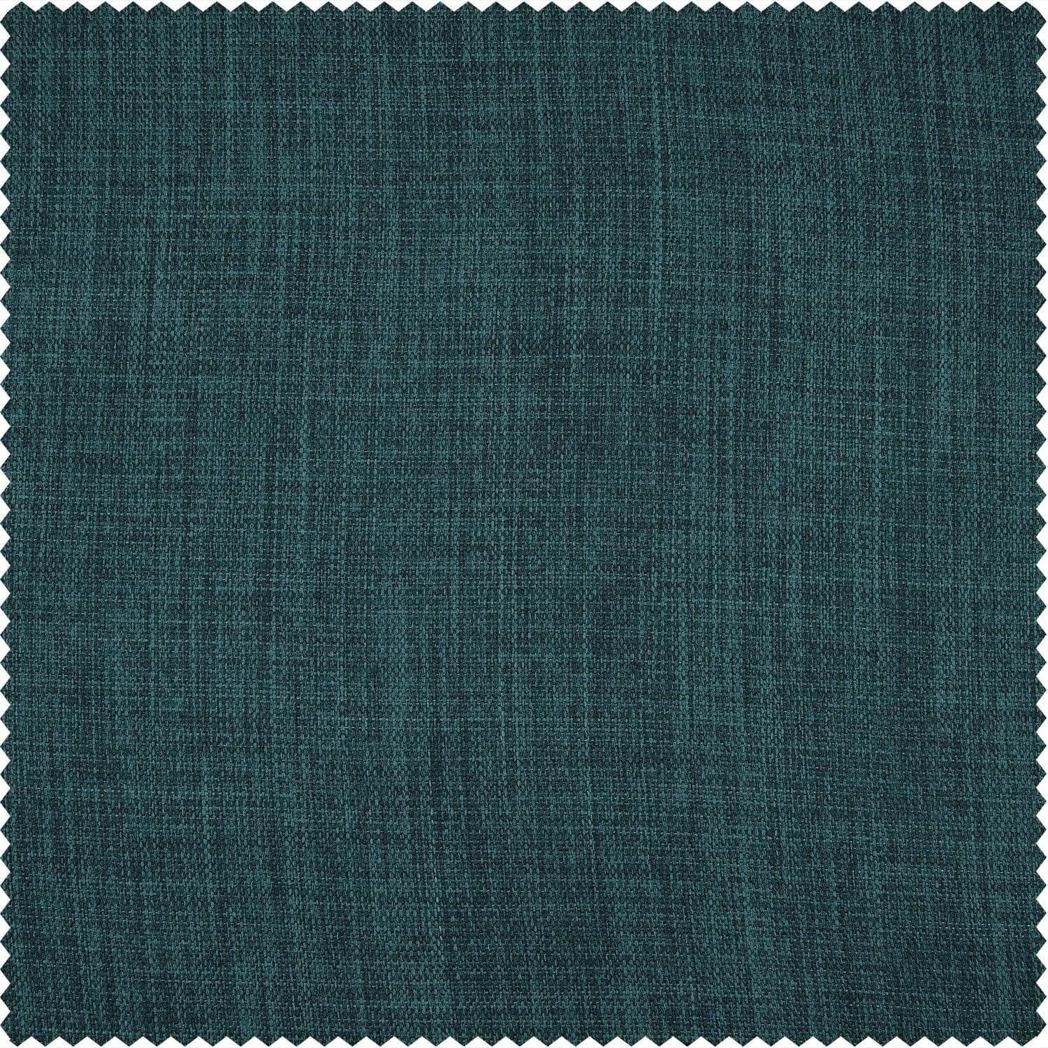 Slate Teal Extra Wide Textured Faux Linen Room Darkening Curtain
