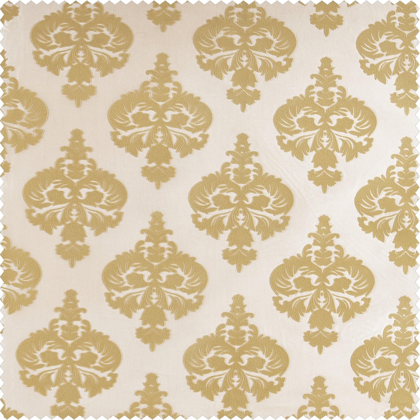 Beatrice Champagne Beige Designer Flocked Custom Curtain - HalfPriceDrapes.com