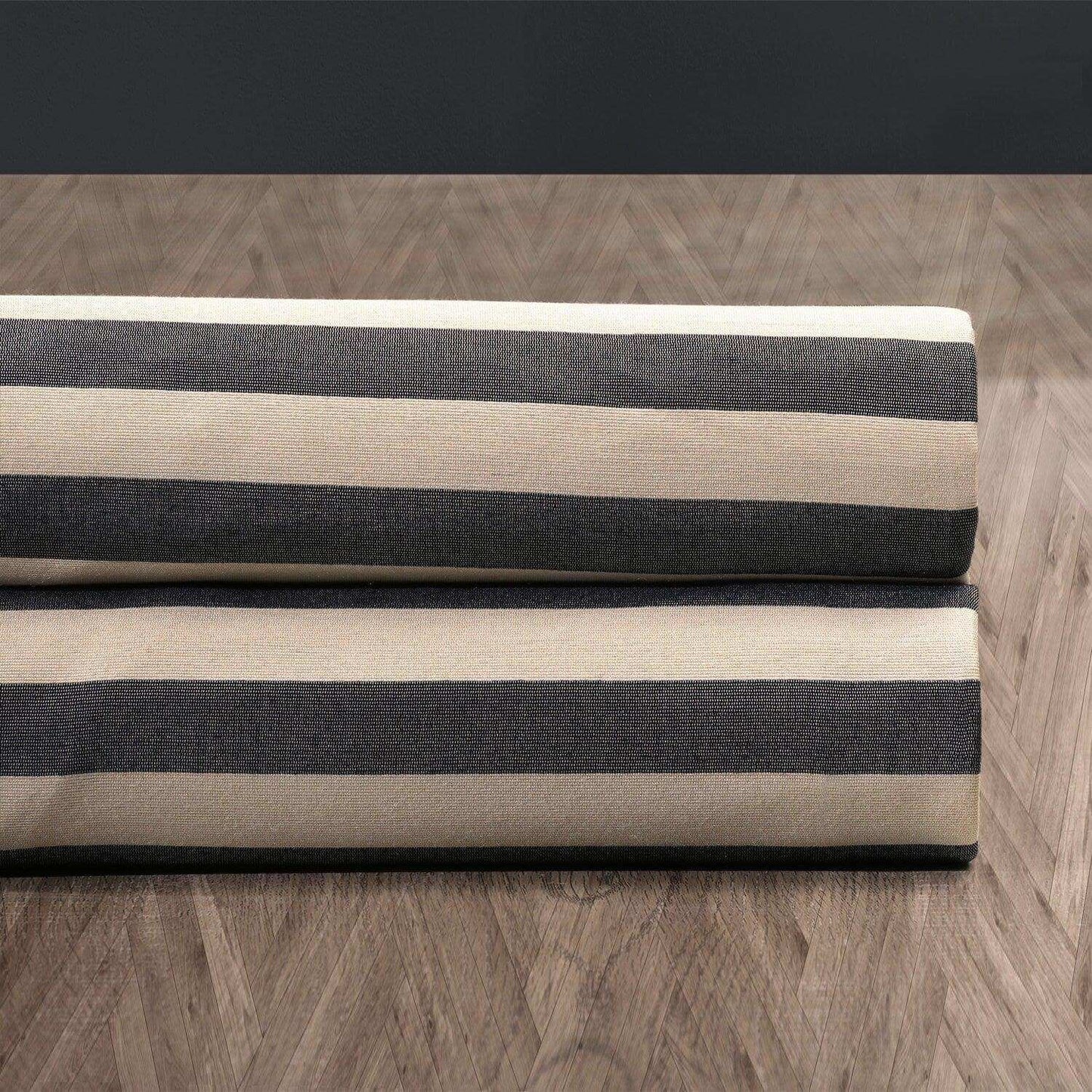 Suave Charcoal & Ivory Striped Hand Weaved Cotton Swatch