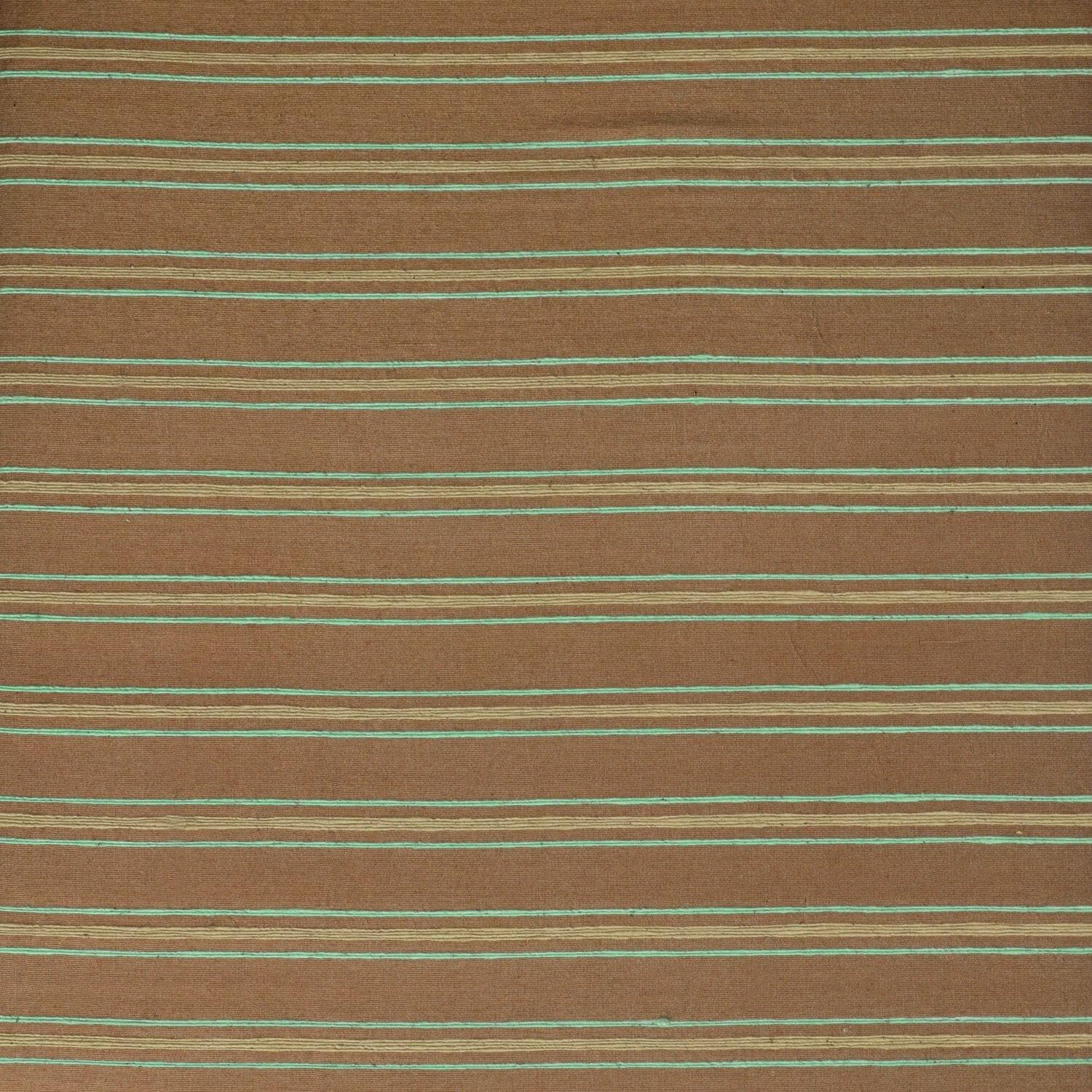 Mocha & Teal Striped Hand Weaved Cotton Custom Curtain