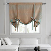 Blue Multi Striped Striped Hand Weaved Cotton Tie-Up Window Shade