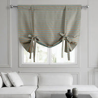 Blue Multi Striped Striped Hand Weaved Cotton Tie-Up Window Shade