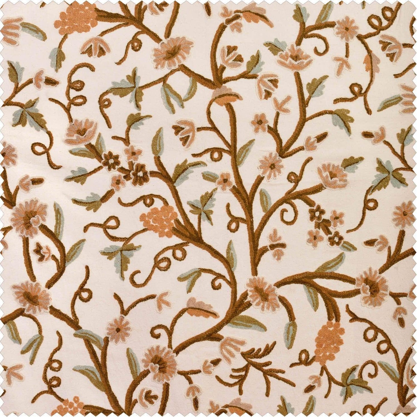 Elise Embroidered Cotton Crewel Swatch - HalfPriceDrapes.com
