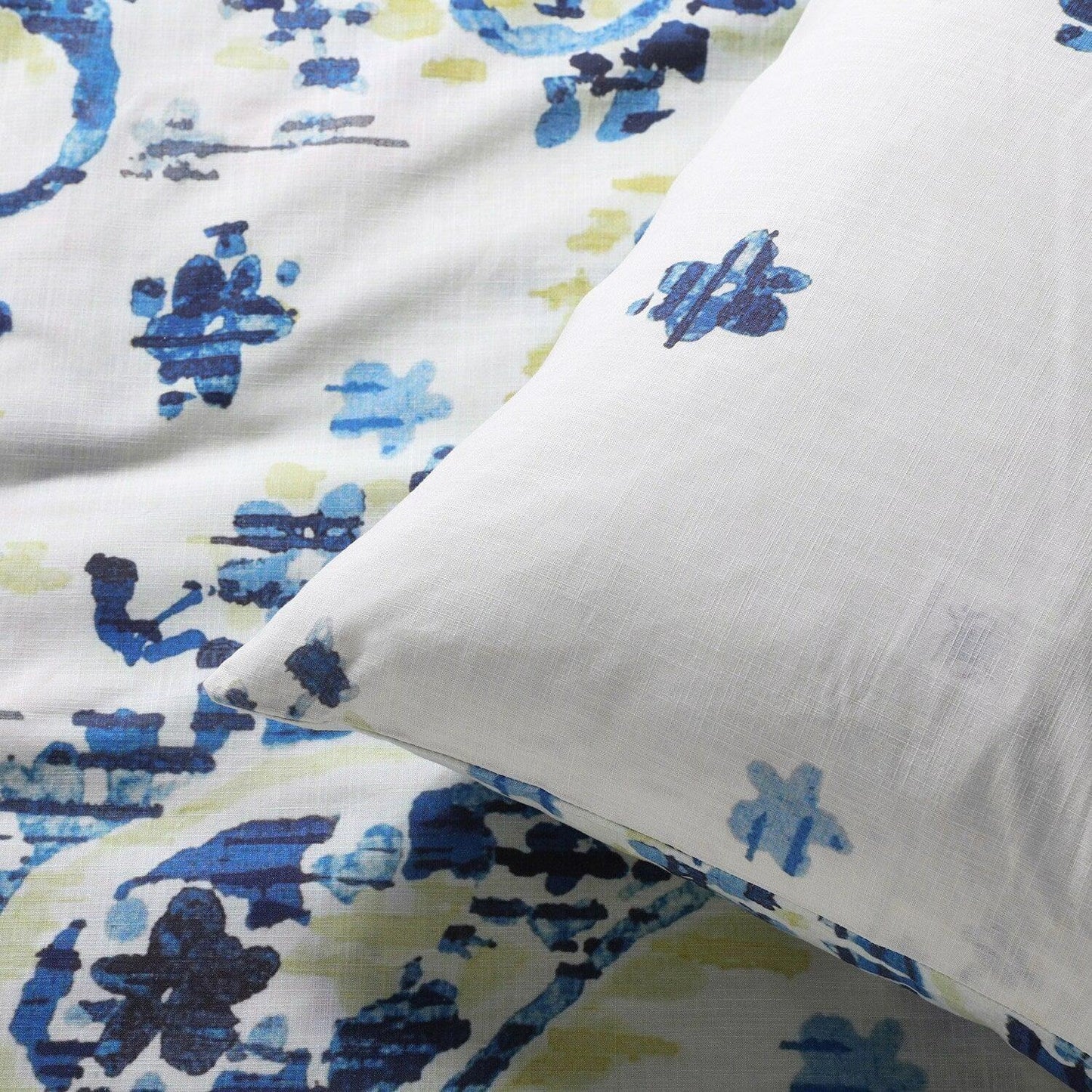 Delhi Blue Cotton Double Slub Linen Weave Reversible Duvet Set