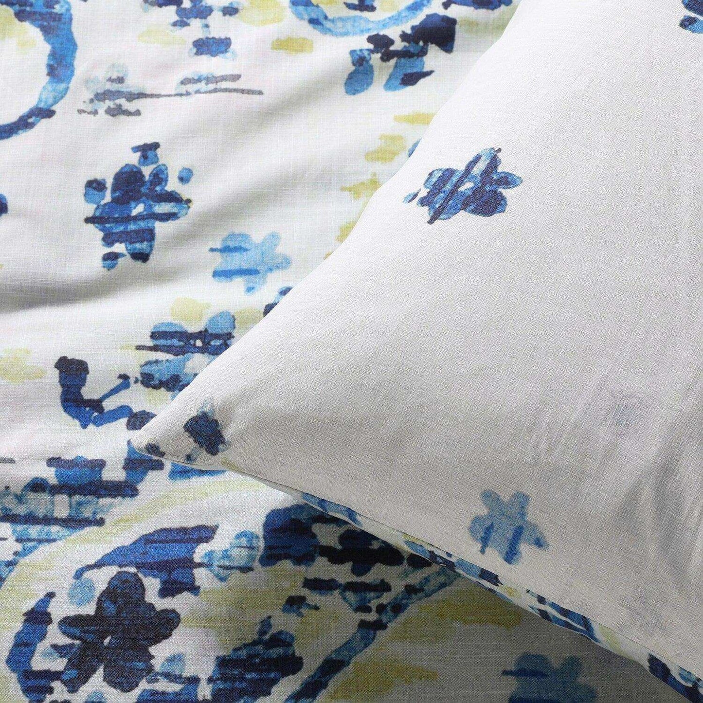 Delhi Blue Cotton Double Slub Linen Weave Reversible Duvet Set