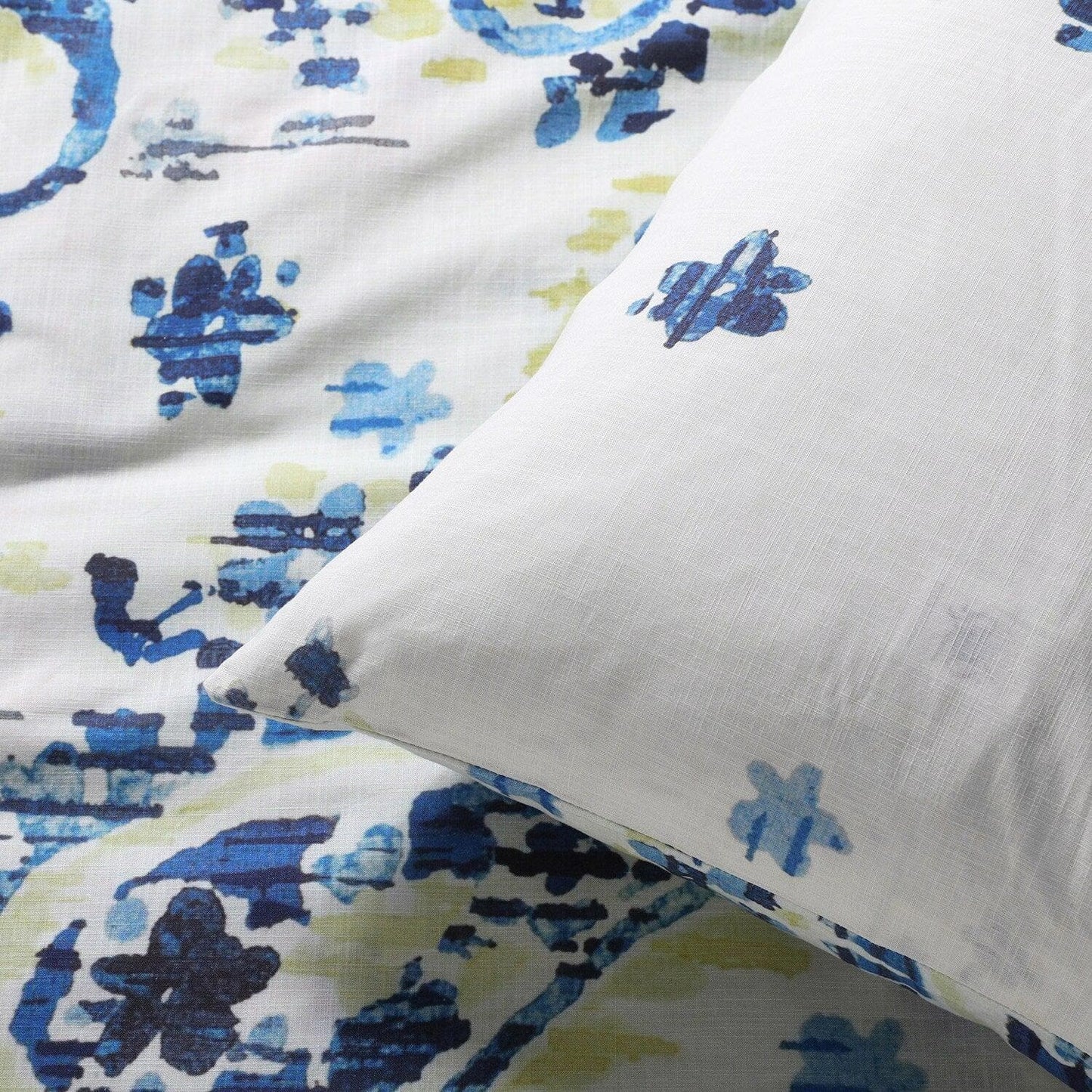 Delhi Blue Cotton Double Slub Linen Weave Reversible Duvet Set