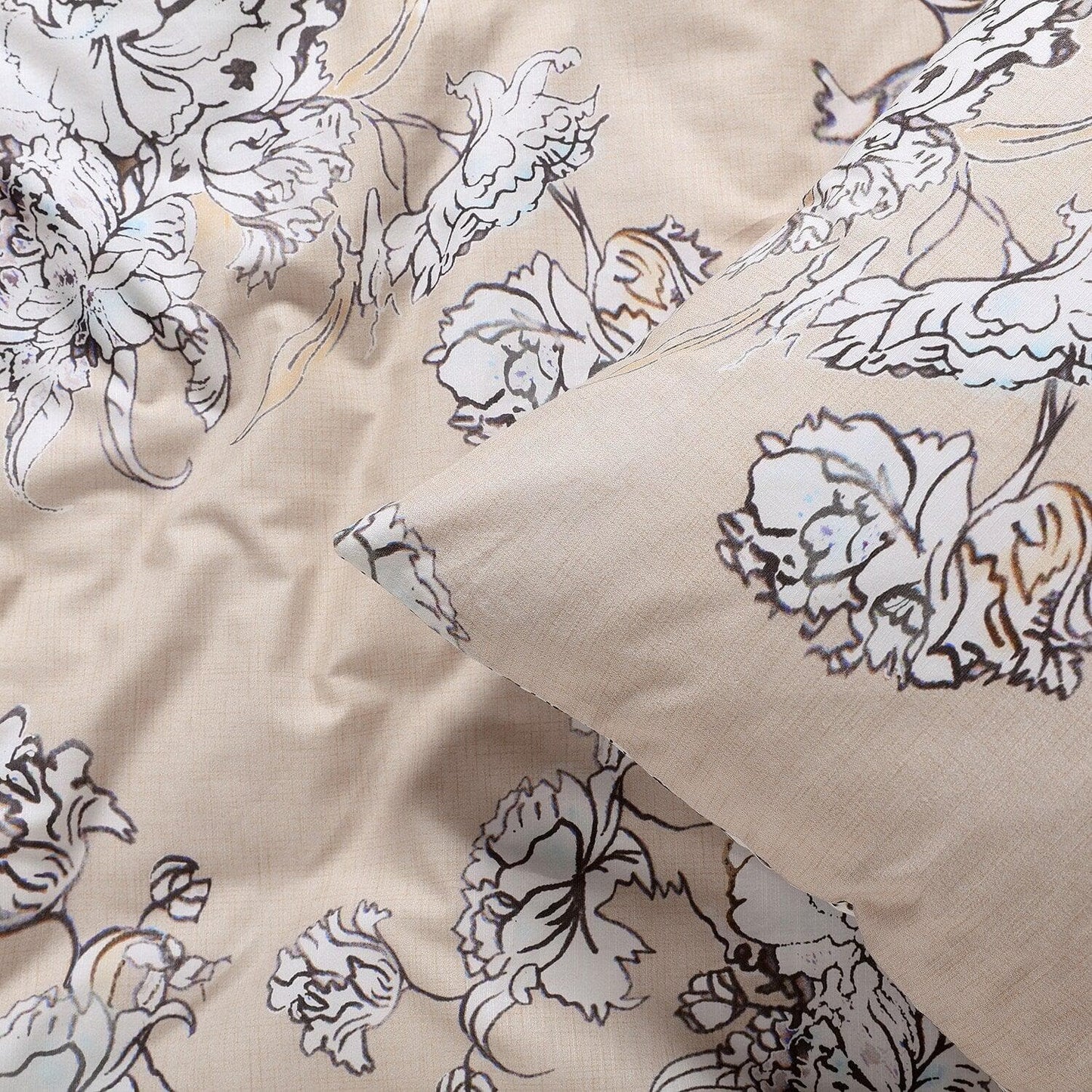 Bancroft Tan Printed Cotton Percale Duvet Set
