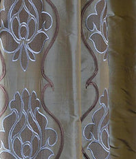 Toulon Sea Blue Embroidered Silk Swatch - HalfPriceDrapes.com