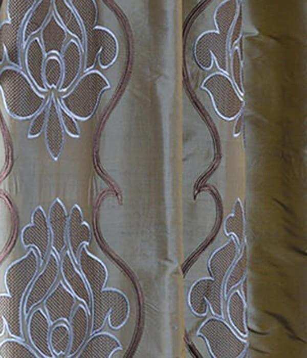Toulon Sea Blue Embroidered Silk Swatch - HalfPriceDrapes.com