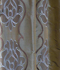 Toulon Sea Blue Embroidered Silk Swatch - HalfPriceDrapes.com