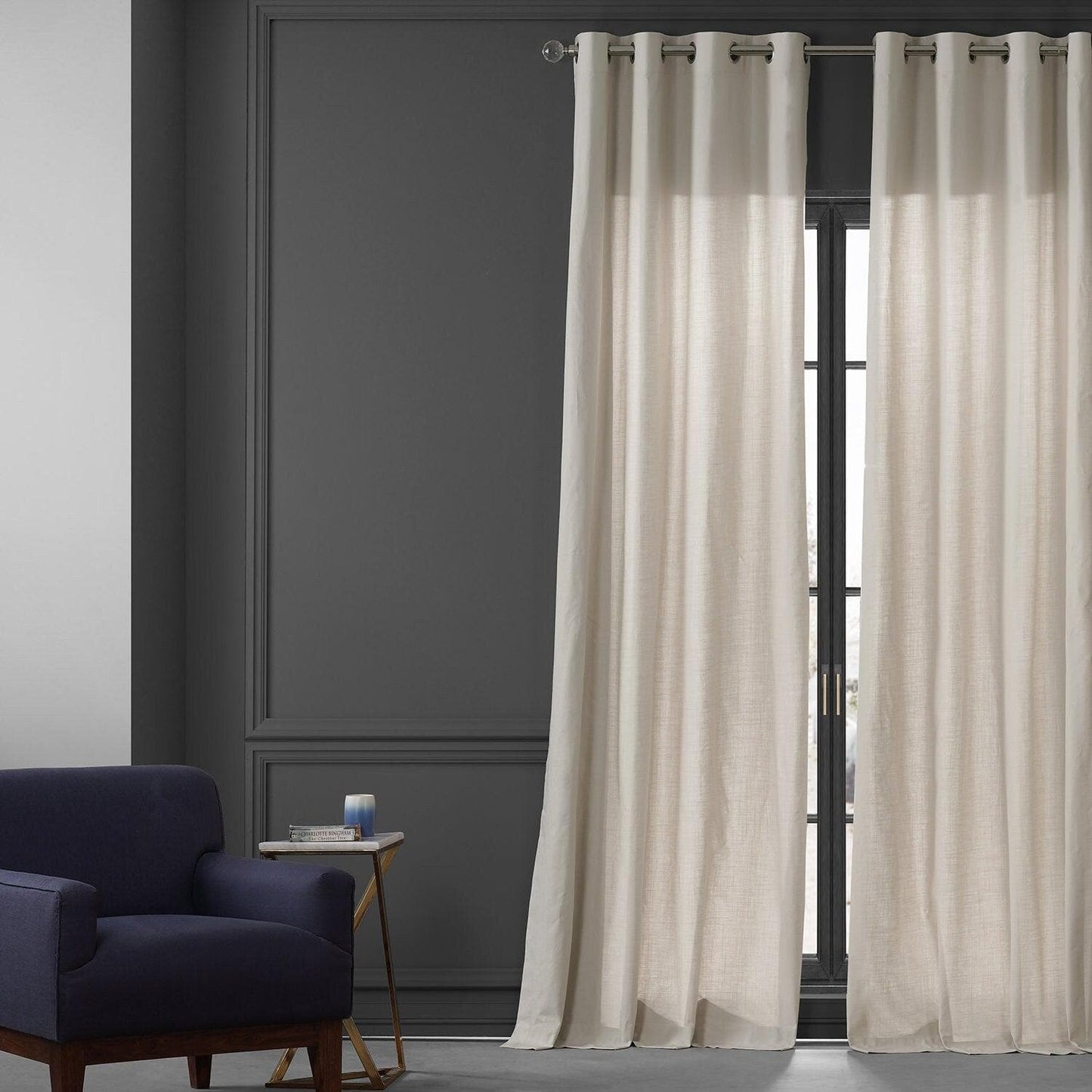Fable Beige Grommet Dune Textured Cotton Curtain Pair (2 Panels)