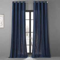 Noble Navy Grommet Dune Textured Cotton Curtain Pair (2 Panels)