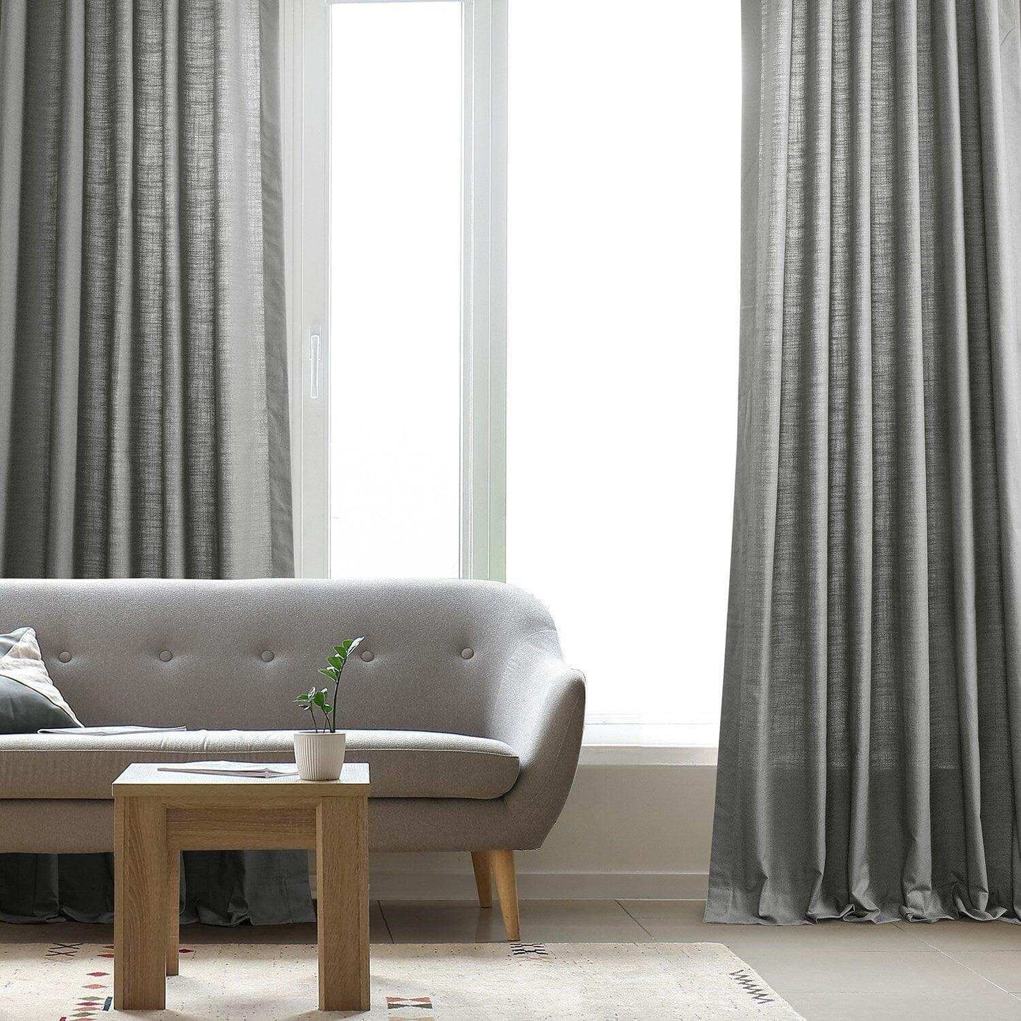 Dark Grey Dune Textured Cotton Curtain Pair (2 Panels)