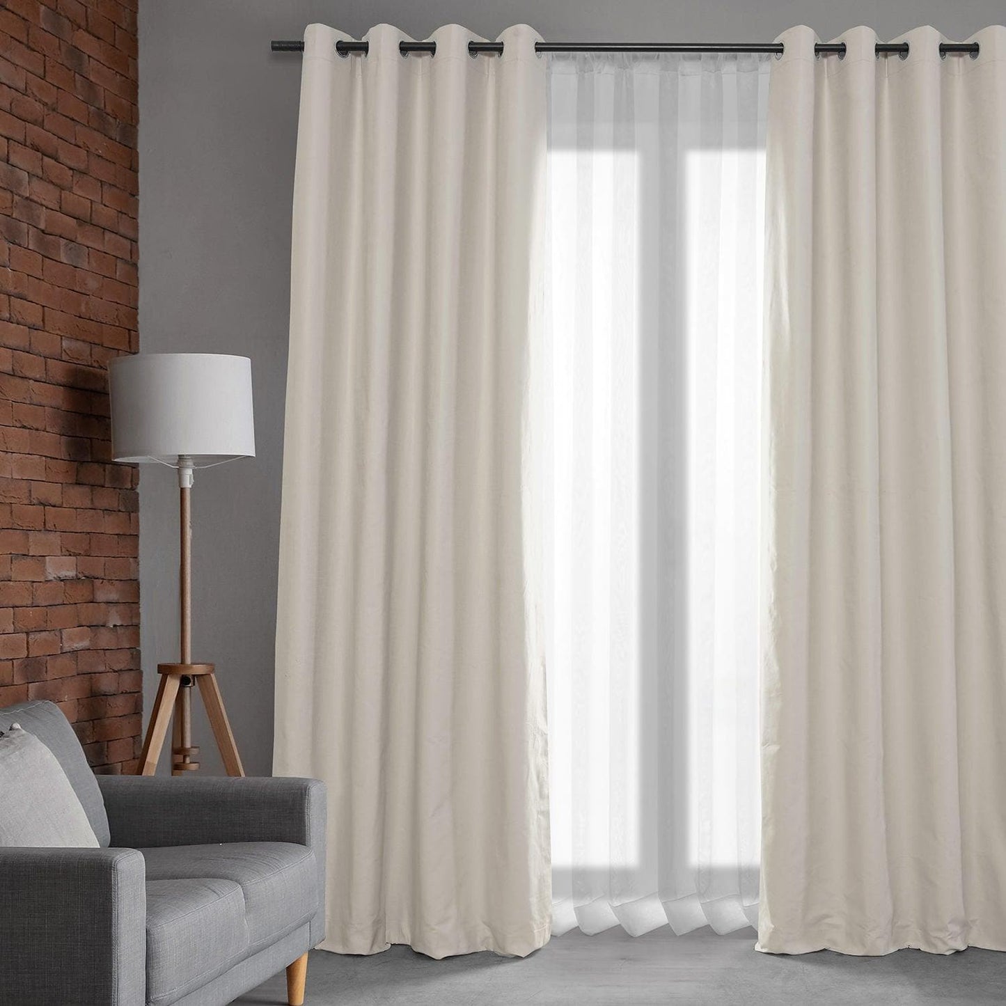 Fable Beige Grommet Dune Textured Cotton Hotel Blackout Curtain - HalfPriceDrapes.com