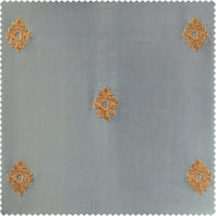 Trophy Grey & Gold Designer Embroidered Swatch - HalfPriceDrapes.com