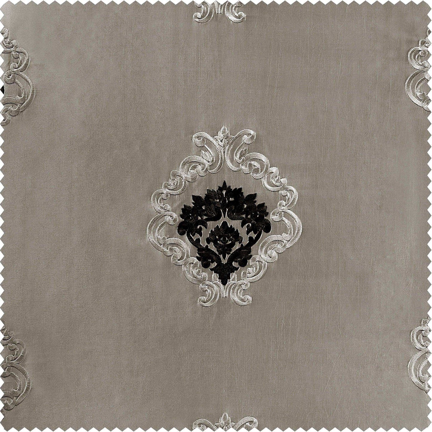 Elias Platinum Silver Designer Embroidered Swatch - HalfPriceDrapes.com