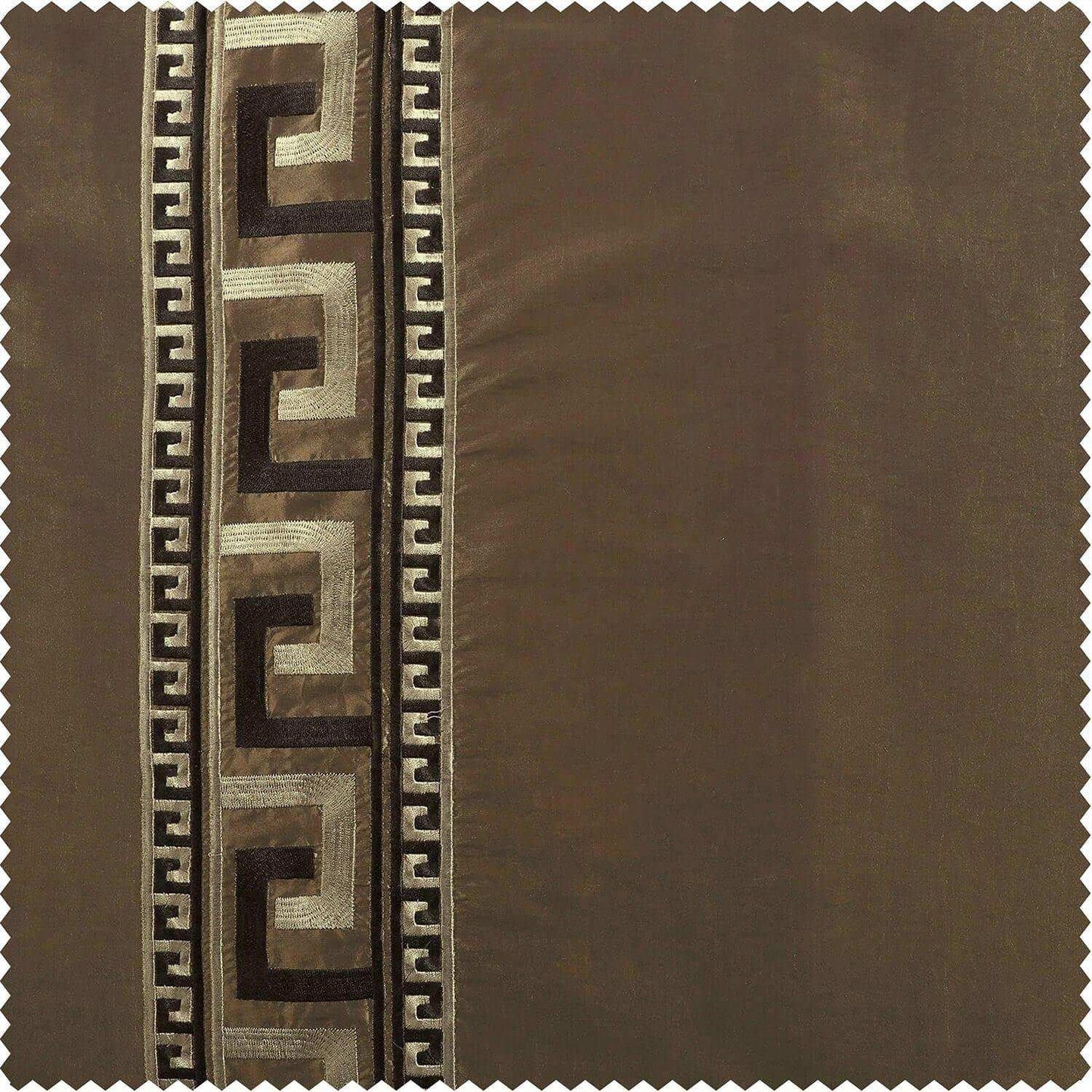 Greco Mushroom Taupe Designer Embroidered Swatch - HalfPriceDrapes.com