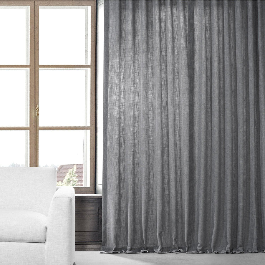 Pewter Grey Heavy Faux Linen Custom Curtain - HalfPriceDrapes.com