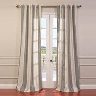 Del Mar Grey Striped Linen Blend Curtain