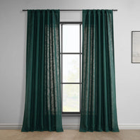 Deep Green Classic Faux Linen Curtain