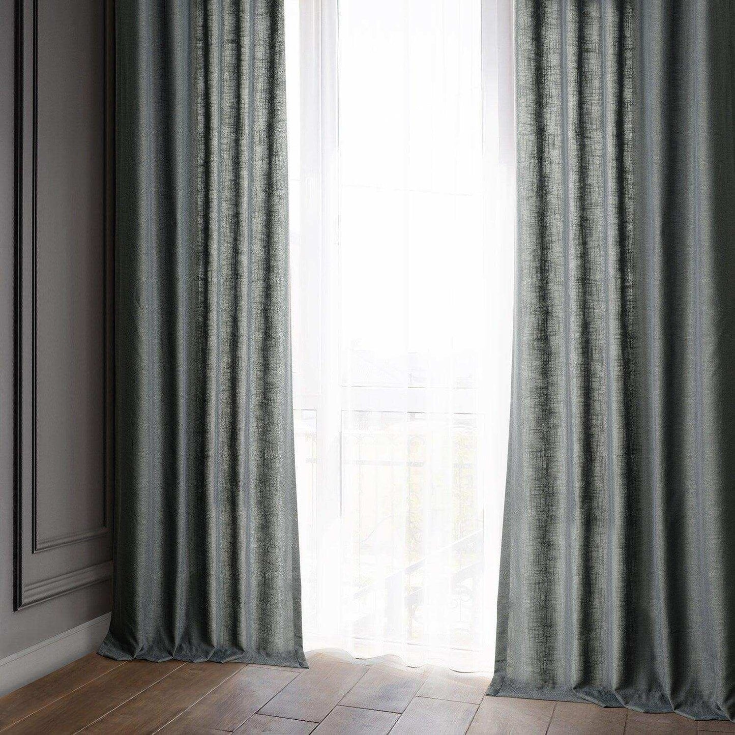 Dark Grey Classic Faux Linen Curtain
