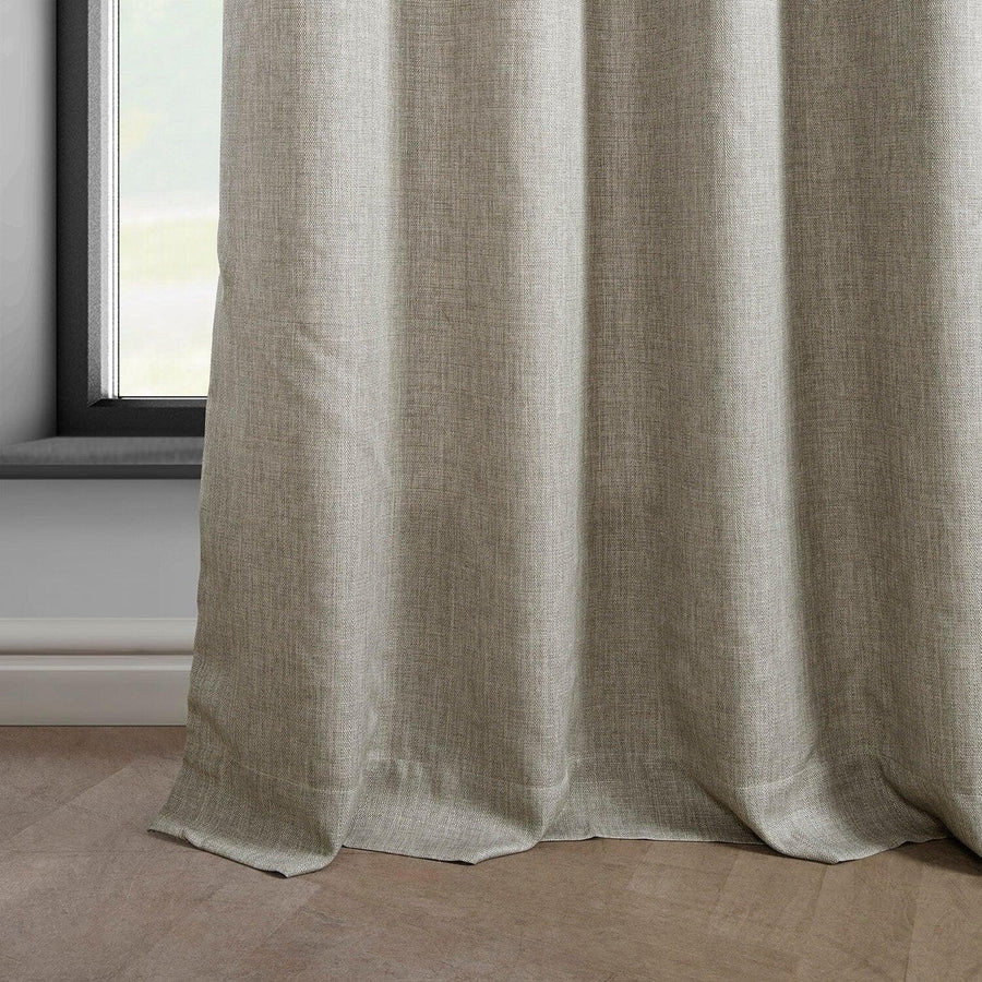 Fossil Grey Grommet Italian Faux Linen Curtain