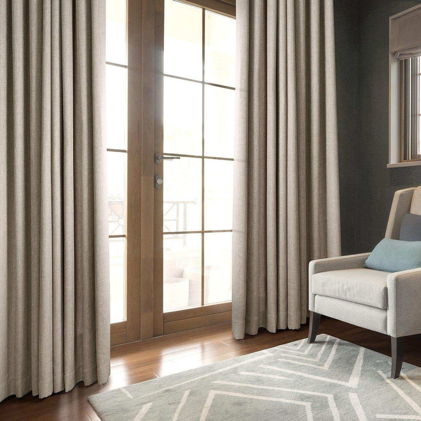 Fossil Grey Grommet Italian Faux Linen Curtain